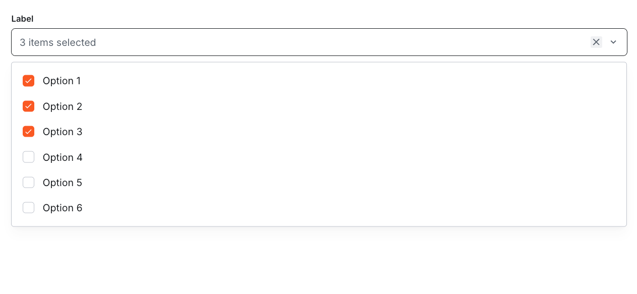 MultiSelect component showing multiple selections